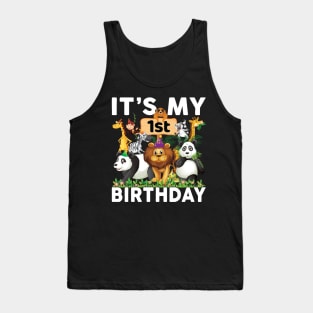 Its My 1st Birthday Shirt Safari Zoo Animals Lover Birthday Party Tank Top